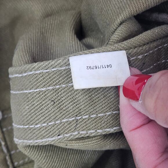 Y2K Kipling Conor Military Green Canvas Large Tote Bag Double Handle & bag charm - Picture 4 of 12